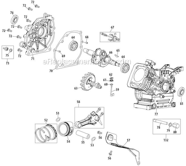 Crankcase Diagram and Parts List for 31AS62EE700 2011 Yard Machines Snow Blower